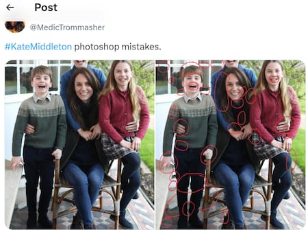 Kate Middleton utilizó Photoshop y quedó en descubierto. Foto: X.