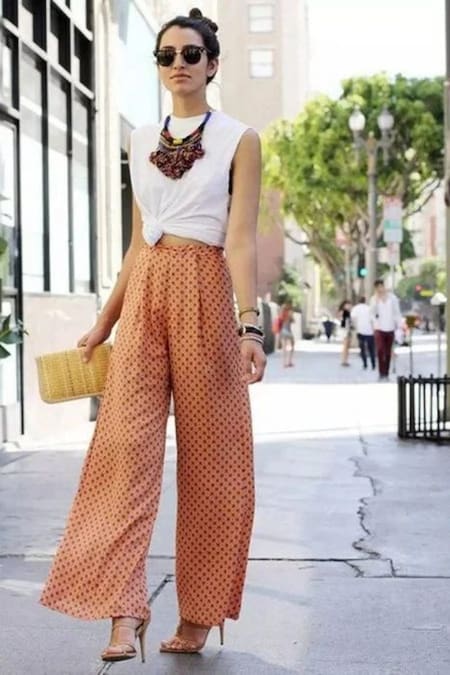 Look con pantalones anchos. Foto Pinterest OkChicas
