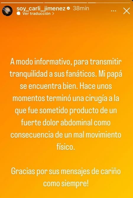 Posteo del hijo de la Mona Jimenez sobre la salud del cordobés.