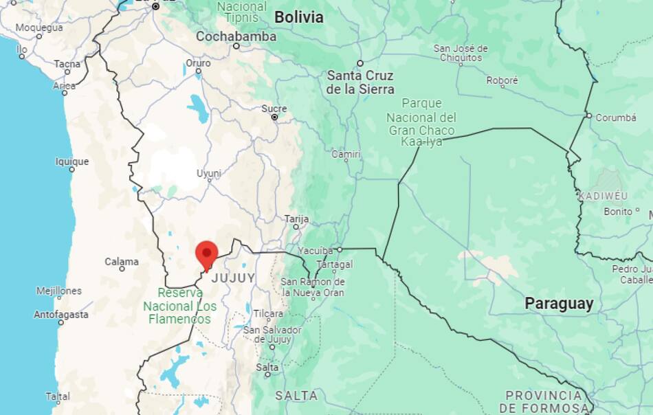 La localización de la Laguna de Vilama. Foto: Google Maps.