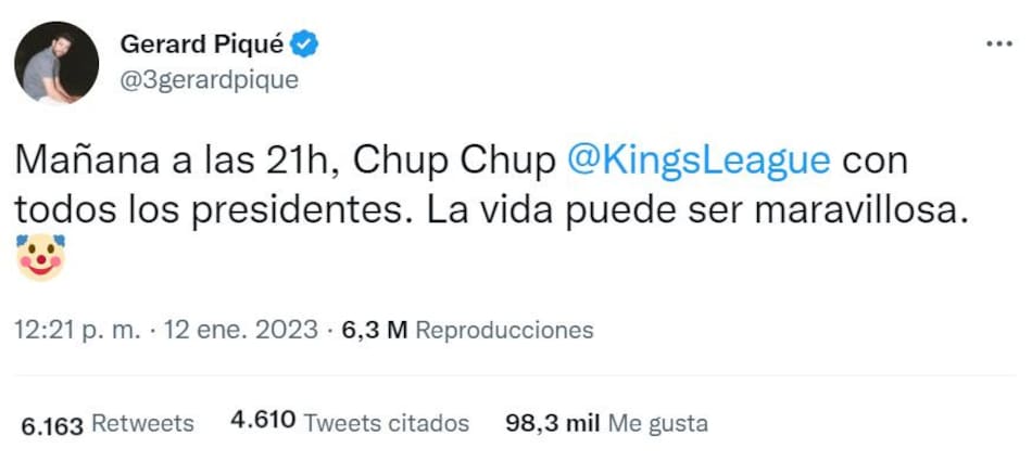 La reacción de Gerard Piqué. Foto: Twitter.