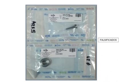 Implantes falsificados para codo. Foto: ANMAT