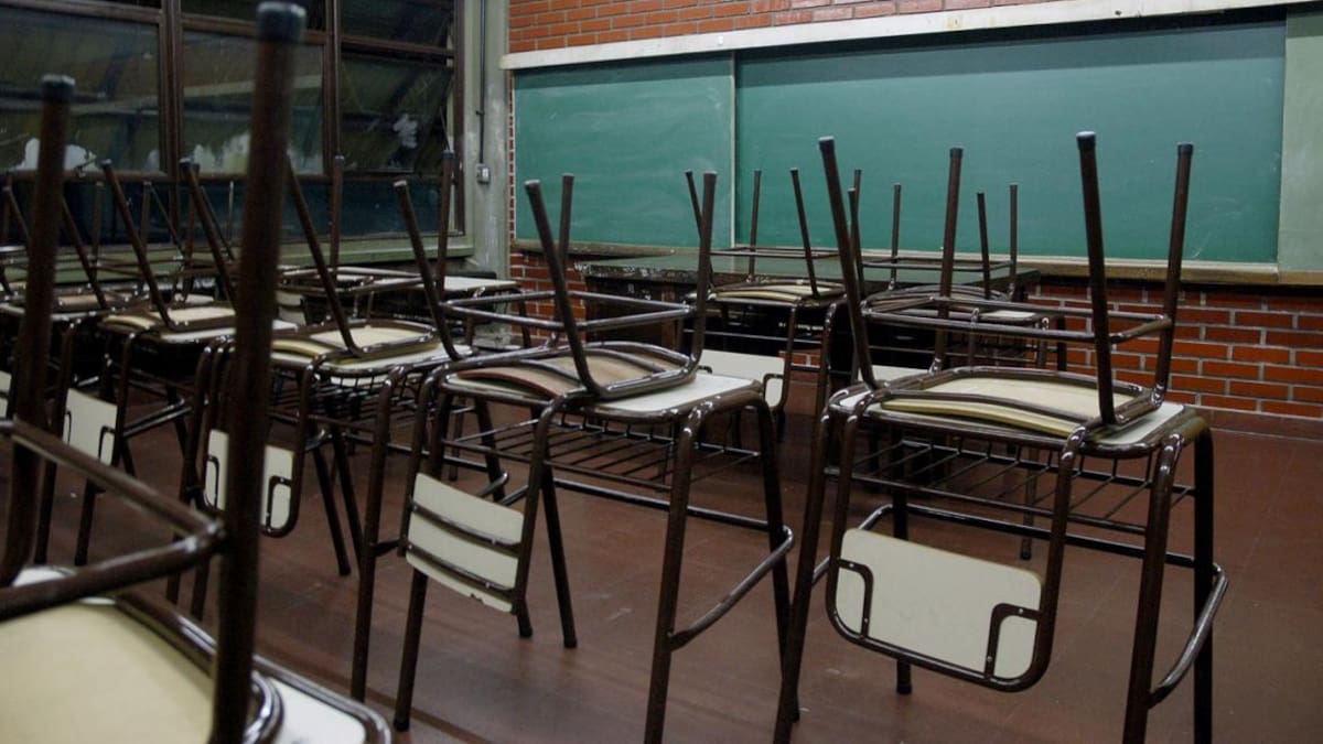 Aula vacía, sin clases, escuela, educación, NA