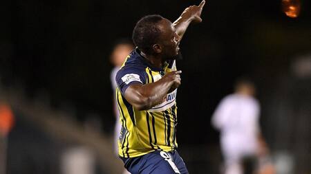 Festejo de Usain Bolt en Central Coast Mariners