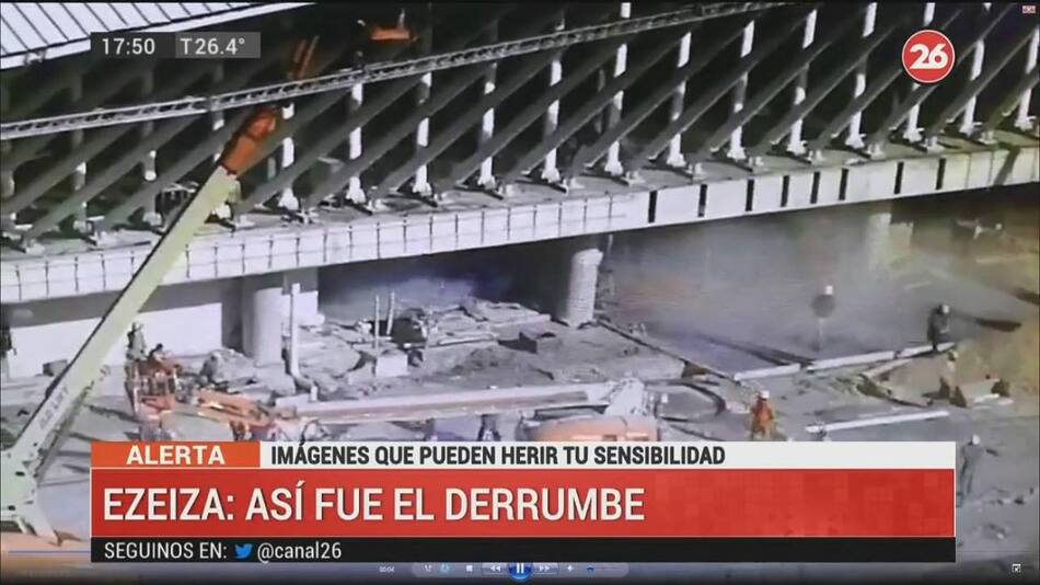 Derrumbe y tragedia en obra en construcción en aeropuerto de Ezeiza, Canal 26