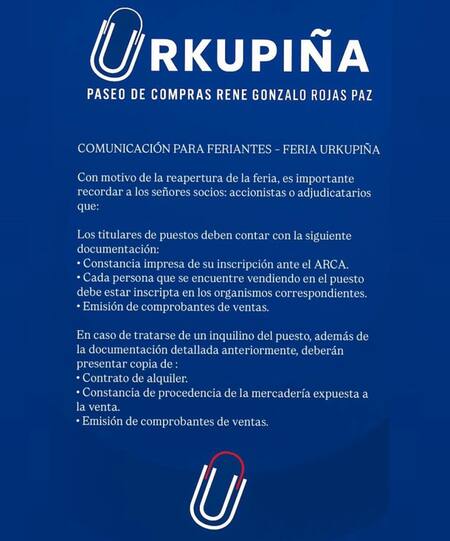 El comunicado del predio Urkupiña de La Salada. Foto: Instagram @urkupina.s.a