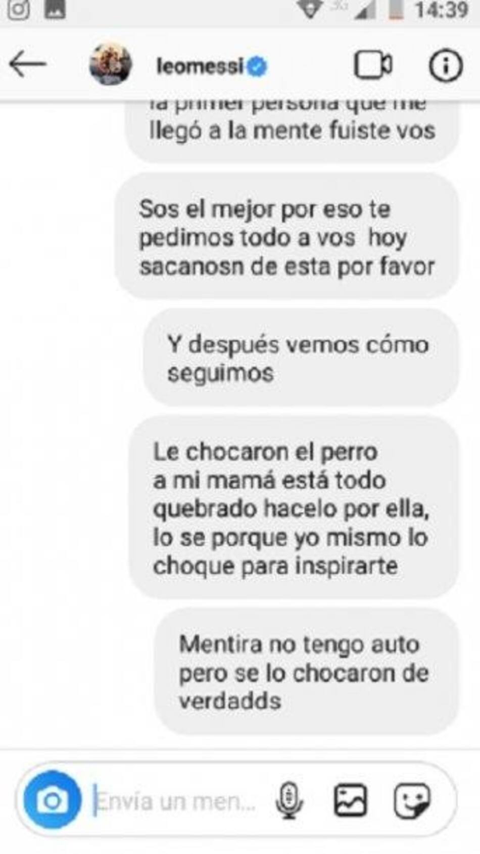 Hincha se emborrachó, le escribió a Messi por Instagram y se hizo viral