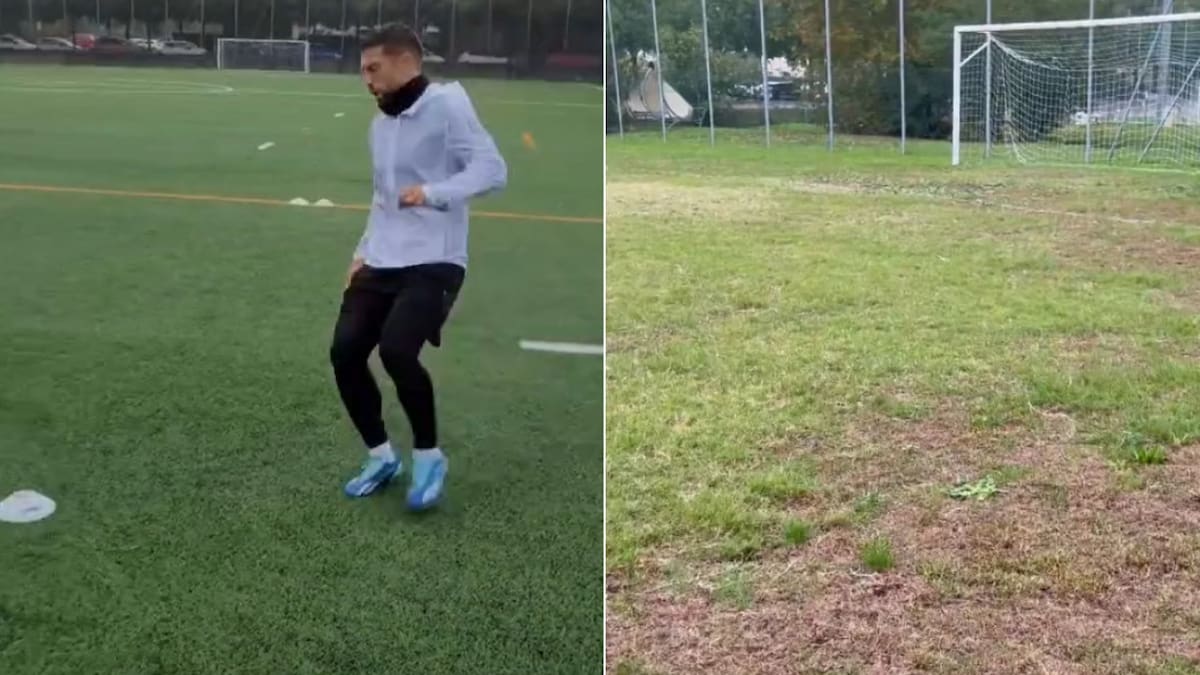 Papu Gómez se entrena en solitario.