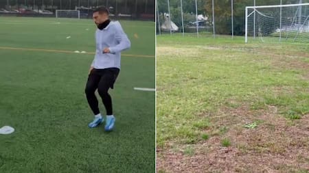 Papu Gómez se entrena en solitario.