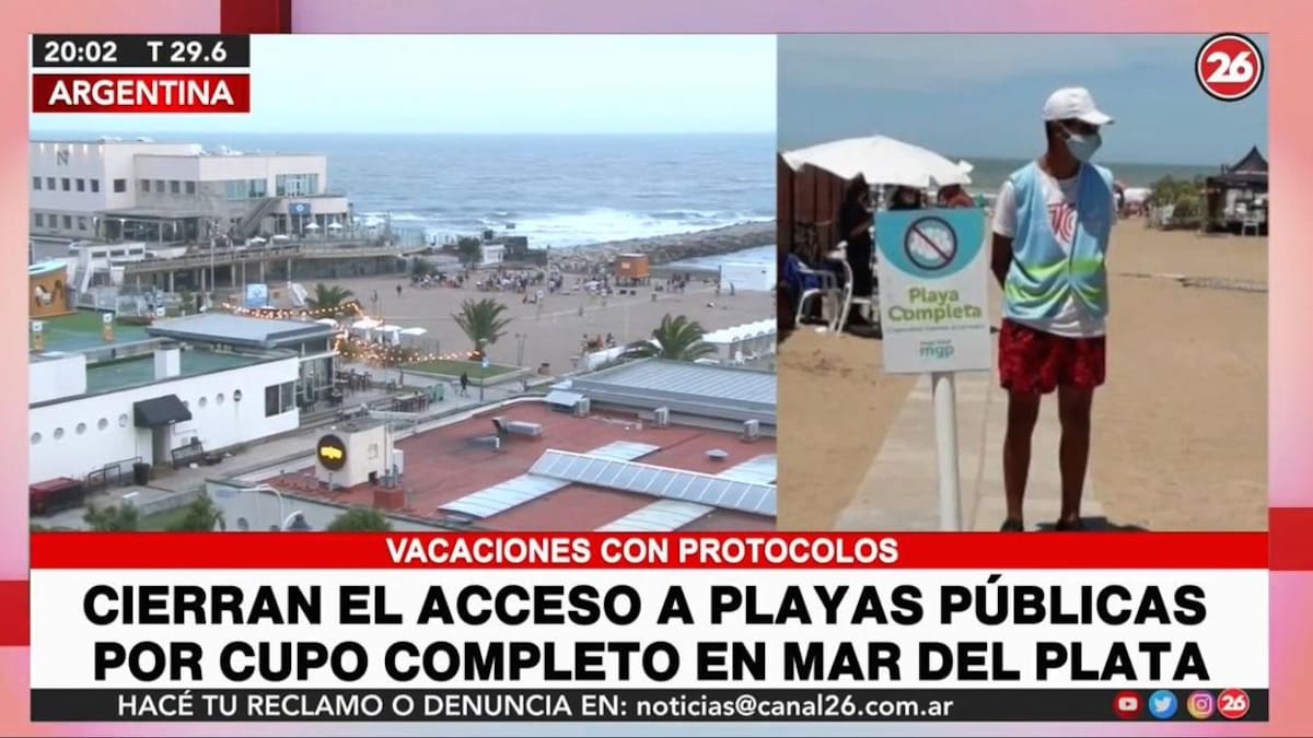 Cierre de playas en Mar del Plata, Canal 26