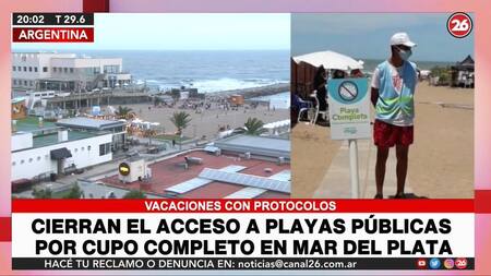 Cierre de playas en Mar del Plata, Canal 26