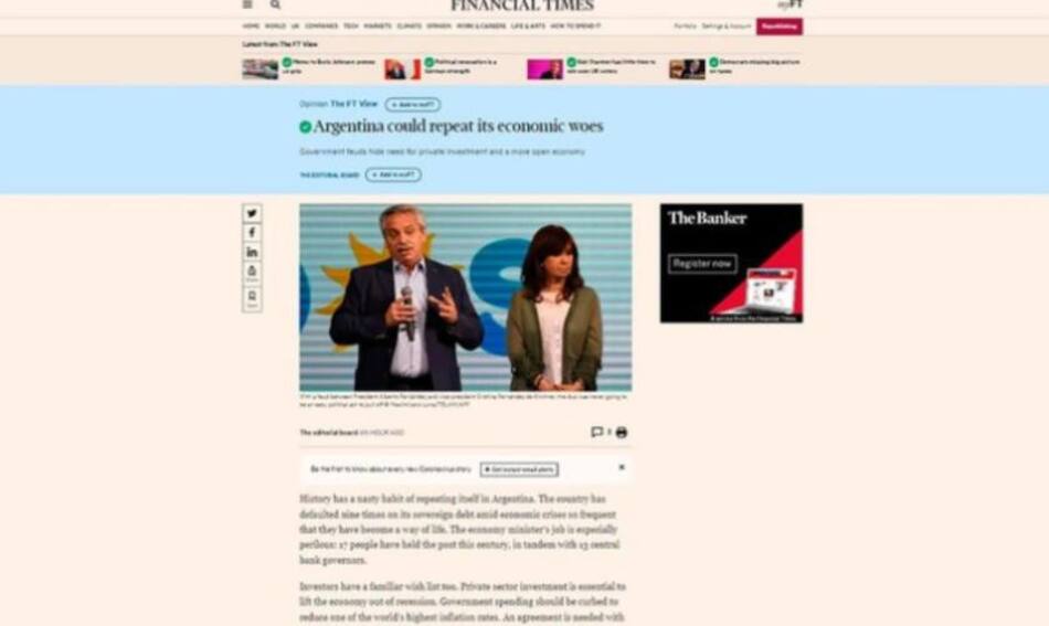 Nota del Financial Times sobre Argentina, NA