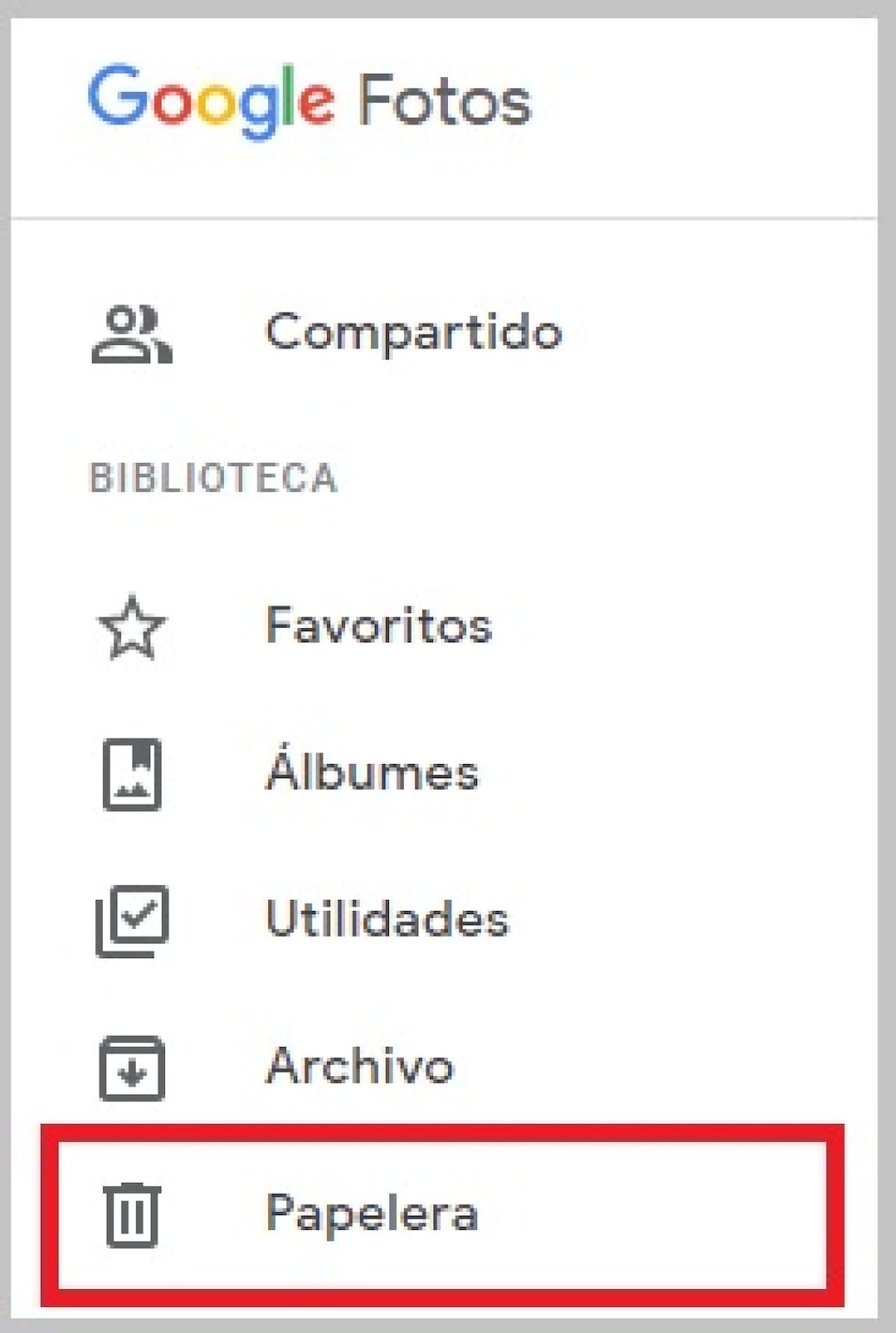 Papelera de Google. Fuente: Google