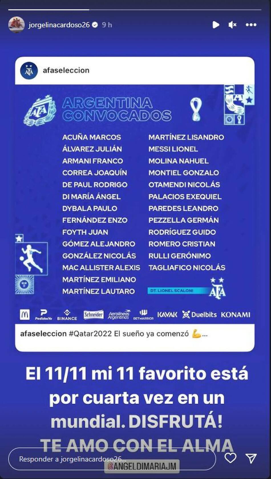 El posteo de Jorgelina Cardoso. Foto: Instagram