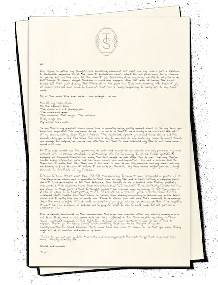 La carta que publicó Taylor Swift. Foto: X taylorswift13.