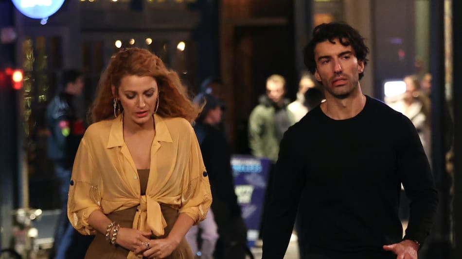 Blake Lively y Justin Baldoni en el set de It end with Us. Foto: pagesix