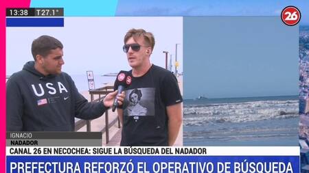 Ignacio, compañero de Ezequiel Bermejo, en el marco de su búsqueda en Necochea, CANAL 26