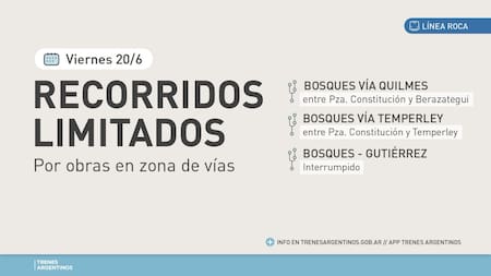 Servicio limitado en el Tren Roca. Foto: Trenes Argentinos.