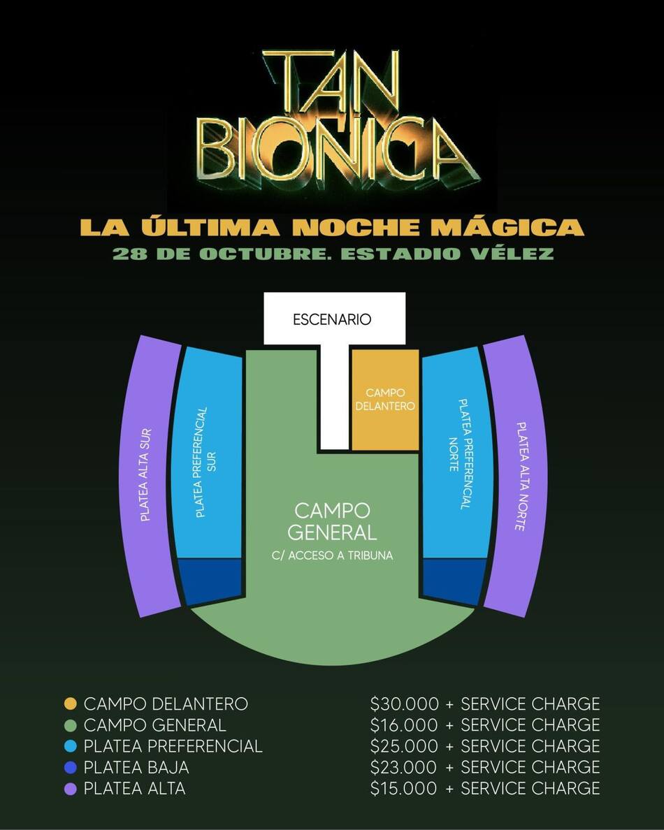 Valor entradas para Tan Bionica. Foto: Twitter.