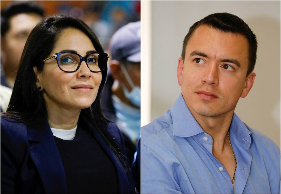 Luisa González y Daniel Noboa; Ecuador. Foto: Reuters.