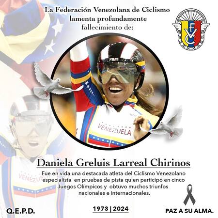La Federación Venezolana de Ciclismo despidió a Daniela Larreal. Foto: Instagram