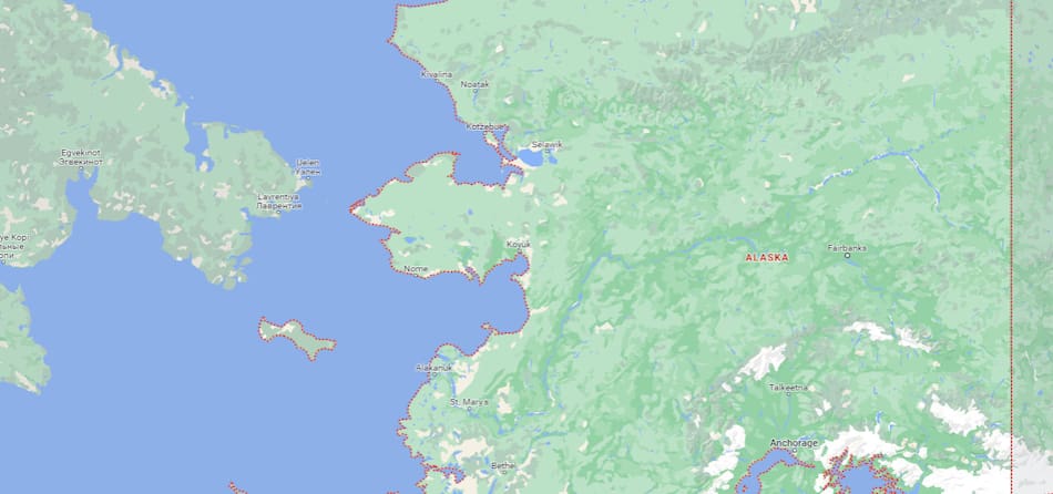 Fuerte terremoto en Alaska, Estados Unidos. Foto: Google Maps.