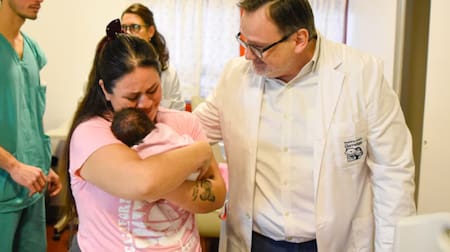Beba que fue operado en el útero de su madre en el Hospital Garrahan. Foto: Gentileza Hospital Garrahan.