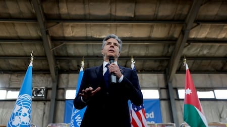 El secretario de Estado estadounidense , Blinken, visita Jordania. Foto: Reuters