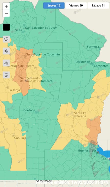 Alerta naranja en tres provincias por tormentas muy fuertes.
