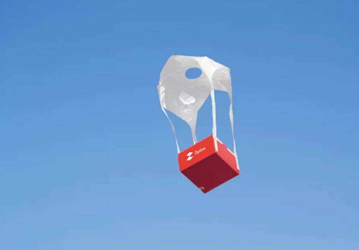 El paquete delivery de Zipline. Foto: Gentileza Zipline.