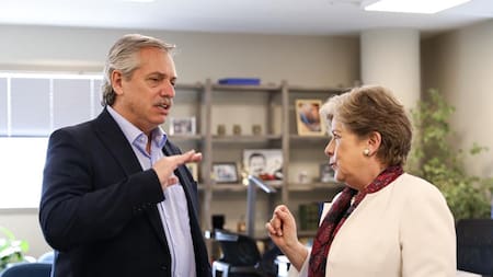 Alberto Fernández y la secretaria ejecutiva de la Cepal, Alicia Bárcena