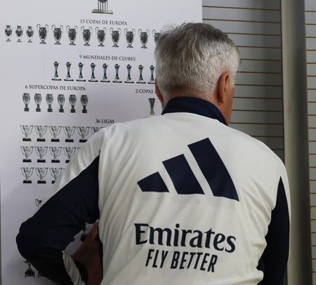 Conferencia de prensa de Carlo Ancelotti en el Real Madrid. Foto: EFE.