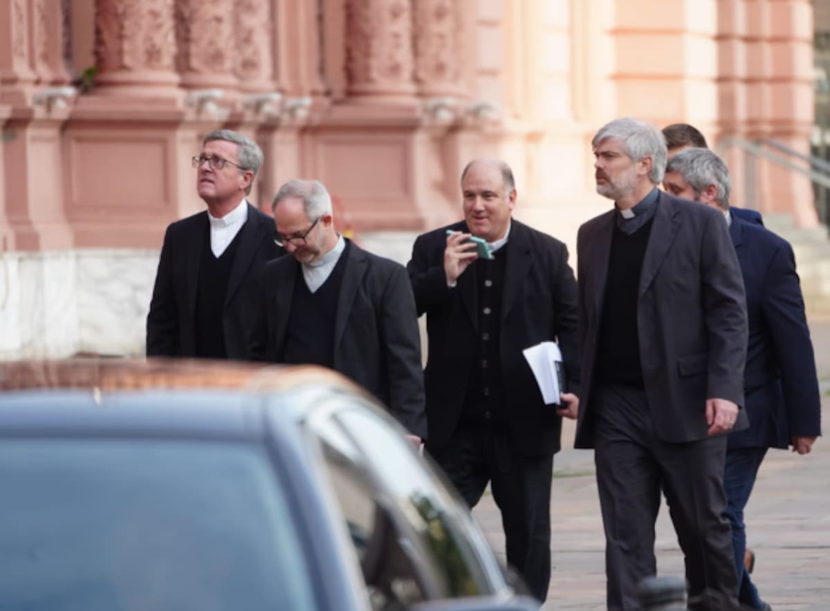 Autoridades de la Conferencia Episcopal en la Casa Rosada.