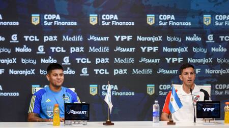 Conferencia de prensa de Marcos Rojo e Ignacio Fernández. Foto: NA.