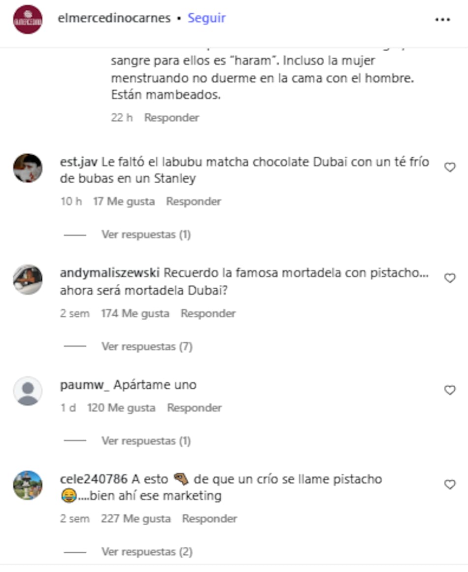 Comentarios por el anuncio de la morcilla Dubai.