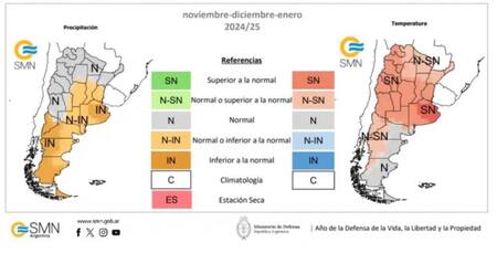 El clima para el verano 2025. Foto: SMN.