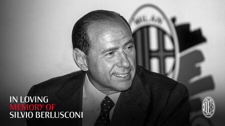 Homenaje del Milan a Silvio Berlusconi. Foto: Twitter @acmilan