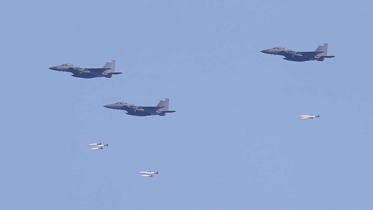 Aviones cazas KF-16 de Corea del Sur. Foto: EFE.
