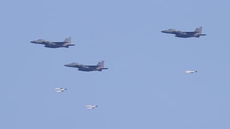 Aviones cazas KF-16 de Corea del Sur. Foto: EFE.