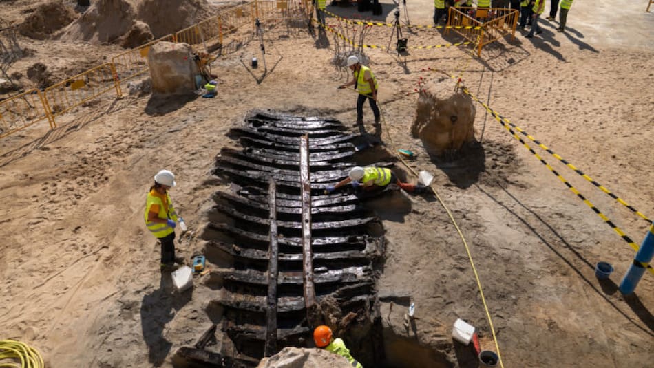 Encuentran restos de gran barco medieval en Barcelona. Foto: Ayuntamiento de Barcelona.