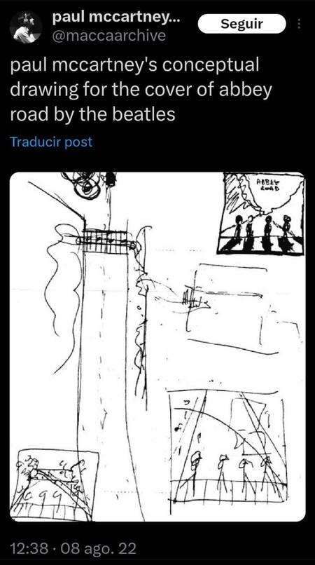 El boceto que hizo Paul McCartney de la portada de Abbey Road. Foto: IG
