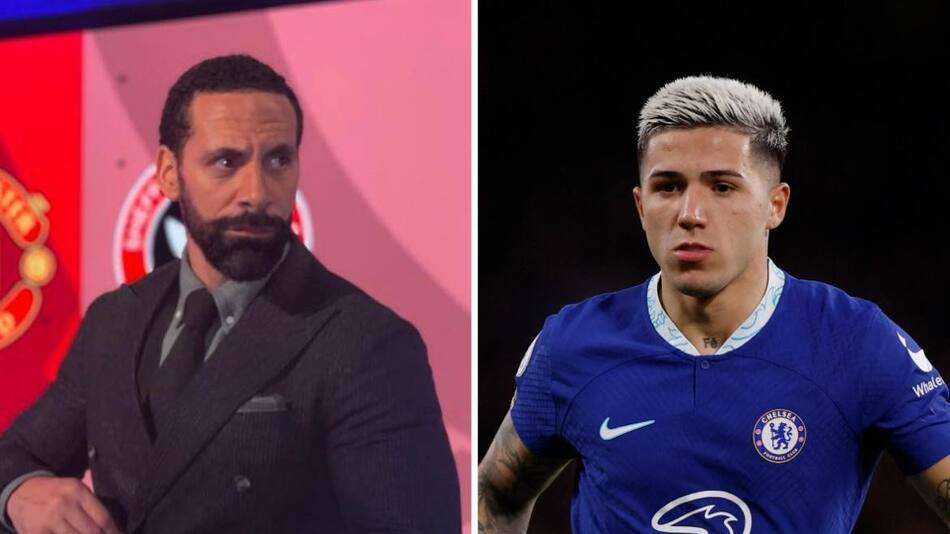 Rio Ferdinand y Enzo Fernández. Foto: Reuters.