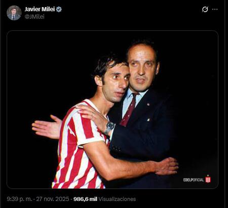 La foto que posteó Javier Milei en apoyo a Estudiantes de La Plata.