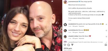 El emotivo mensaje de José María Muscari para María Socas. Foto: Captura.