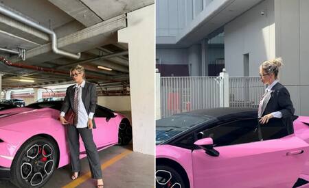 Wanda Nara llegó a la audiencia de divorcio en un Lamborghini rosa y un look muy Amber Heard