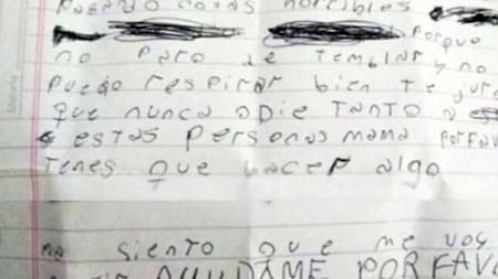 La carta que la nena le escribió a su mamá. Foto: gentileza El Doce
