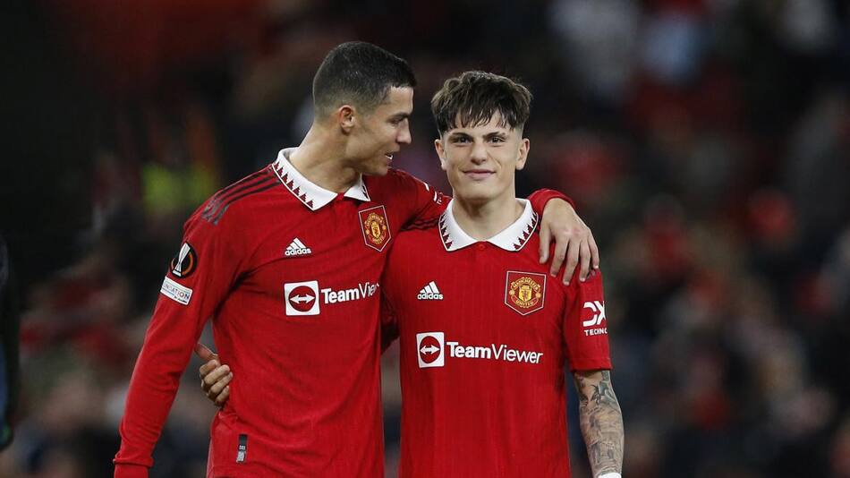 Cristiano Ronaldo y Alejandro Garnacho, Europa League. Foto: REUTERS