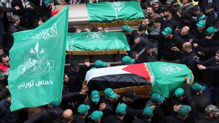 El funeral de Saleh al Arouri. Foto: Reuters