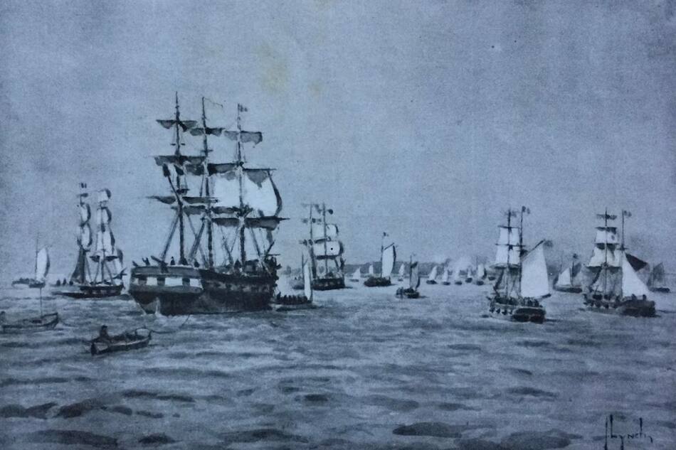 La flota francesa en el Rio de la Plata en plena acción