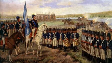 Belgrano izando la bandera por primera vez